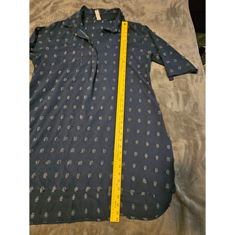 B by Bloom Navy Blue Eyelash Tuft Textured Tunic Swim Cover up Top XL - Picture 5 of 8
